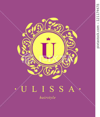 Botanical Logos. Monogram with Organic Plant Elements. 121174478