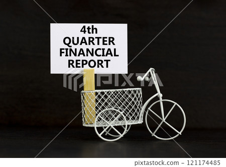 4th quarter financial report symbol. Concept words 4th quarter financial report on beautiful white paper. Beautiful black background. Business 4th quarter financial report concept. Copy space. 4th quarter financial report symbol. Concept words 4th quarter financial report on beautiful white paper. Beautiful black background. Business 4th quarter financial report concept. Copy space. 121174485