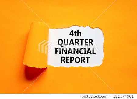 4th quarter financial report symbol. Concept words 4th quarter financial report on beautiful white paper. Beautiful orange background. Business 4th quarter financial report concept. Copy space. 4th quarter financial report symbol. Concept words 4th quarter financial report on beautiful white paper. Beautiful orange background. Business 4th quarter financial report concept. Copy space. 121174561