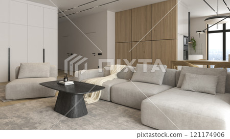 Modern style conceptual interior room 3d illustration Modern style conceptual interior room 3d illustration 121174906