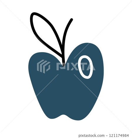 Apple doodle icon or logo, hand drawn with thin line 121174984