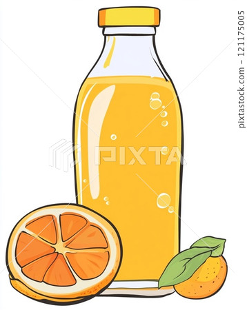 Orange Fruit Juice healthy summer drink in a bottle Orange Fruit Juice healthy summer drink in a bottle 121175005
