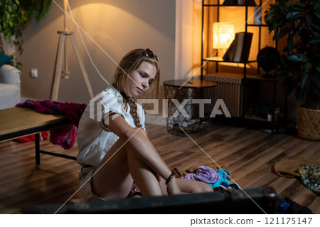 A Contemplative Moment in a Cozy Living Space with a peaceful and inviting atmosphere 121175147