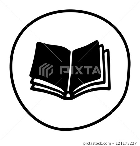 Doodle book icon freehand drawn with thin line in minimalistic style 121175227