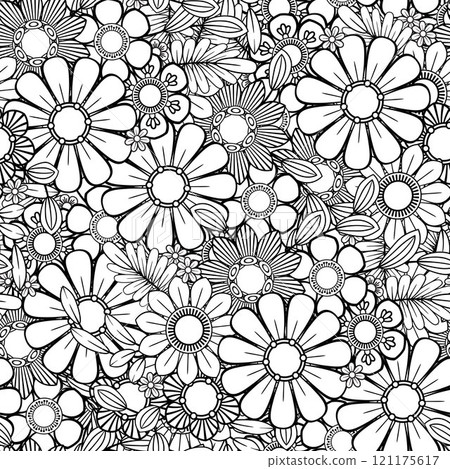 Floral pattern in black and white 121175617