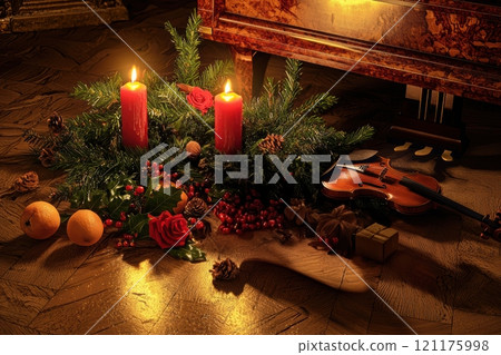 Create a Warm Holiday Atmosphere Full of Joy and Cheer with Beautiful Candles and Elegant Decor 121175998