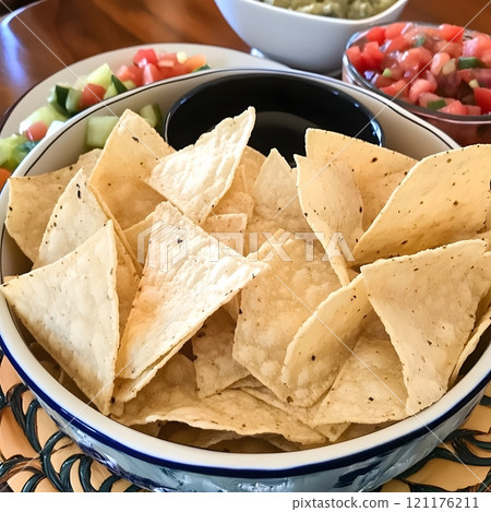 Tortilla chips snack crunchy unhealthy food meal  121176211