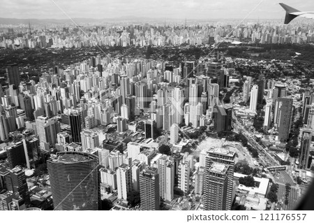 Aerial view of Sao Paulo cityscape, Brazil 121176557
