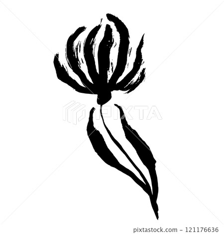 Grunge Dry Brush Ink Wild Flower Grunge Dry Brush Ink Wild Flower 121176636