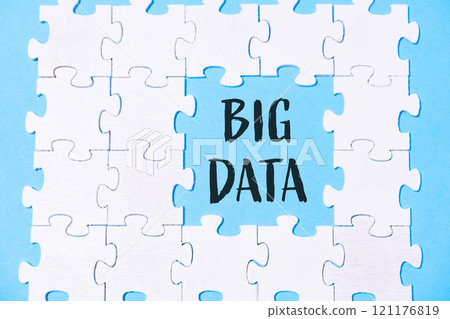 Puzzle with the word Big Data written in the middle 121176819