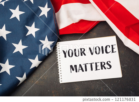 White piece of paper with the words Your voice matters White piece of paper with the words Your voice matters 121176831