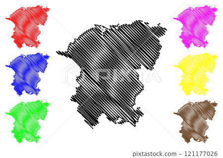 Morbi district (Gujarat State, Republic of India) map vector illustration, scribble sketch Morbi map 121177026