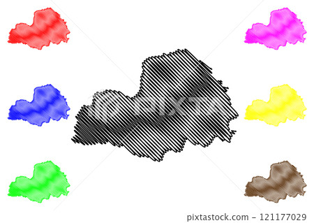 Mulugu district (Telangana State, Republic of India) map vector illustration, scribble sketch Mulugu map 121177029
