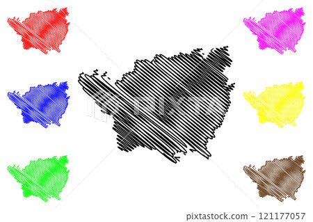 Namakkal district (Tamil Nadu State, Republic of India) map vector illustration, scribble sketch Namakkal map Namakkal district (Tamil Nadu State, Republic of India) map vector illustration, scribble sketch Namakkal map 121177057
