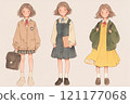 Girl in uniform, dress up, watercolor style illustration 121177068