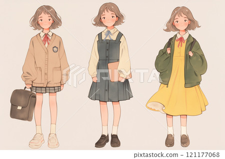 Girl in uniform, dress up, watercolor style illustration Girl in uniform, dress up, watercolor style illustration 121177068