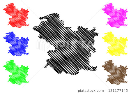 Narayanpur district (Chhattisgarh State, Bastar division, Republic of India) map vector illustration, scribble sketch Narayanpur map 121177145