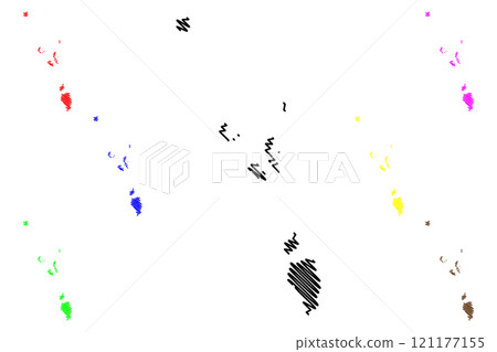 Nicobar district (Andaman and Nicobar Islands union territory, Republic of India) map vector illustration, scribble sketch Nicobar map 121177155