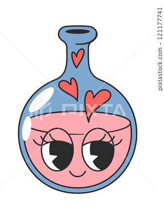 Love potion flask groovy character Love potion flask groovy character 121177741