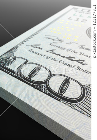 Ten Thousand Dollar Stack of One Hundred Dollar Bills Close-up Abstract. 121177811