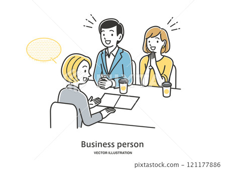 A young couple consulting with a female advisor 121177886
