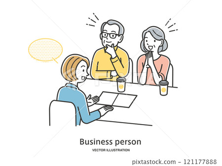 老夫婦向女顧問諮詢 121177888