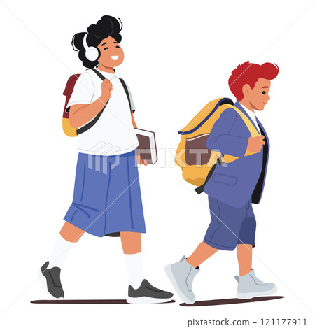 School fashion for cute smart student cartoon characters back to school isolated on white background School fashion for cute smart student cartoon characters back to school isolated on white background 121177911