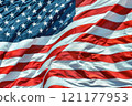 The American Flag is fluttering in the wind on Flag Day 121177953