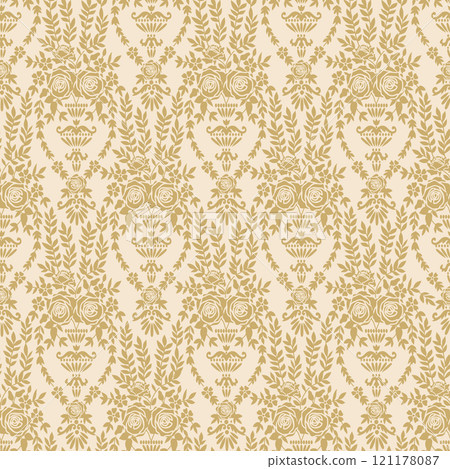 Victorian Floral Seamless Pattern in Vintage Baroque Style 121178087