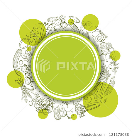 Vegetable Food Round Design Template with Text Place. Vegetable Food Round Design Template with Text Place. 121178088