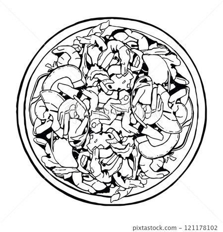 Hand Drawn Avocado Salad Food Sketch Vector Illustration 121178102