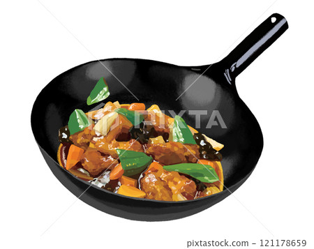 Sweet and sour pork (one-handed wok) 121178659