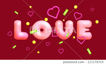3D letters the English alphabet Y2K style. Letters Love with serpentine and heart. Bubble font. Festive design. Rainbow Letters for Holiday. 3D letters the English alphabet Y2K style. Letters Love with serpentine and heart. Bubble font. Festive design. Rainbow Letters for Holiday. 121178724