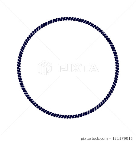 Round rope frame. Thread, hemp twine, jute, steel cable decoration element. Maritime, yacht or nautical style, sea or ocean theme vignette for picture or mirror. Vector graphic illustration Round rope frame. Thread, hemp twine, jute, steel cable decoration element. Maritime, yacht or nautical style, sea or ocean theme vignette for picture or mirror. Vector graphic illustration 121179015