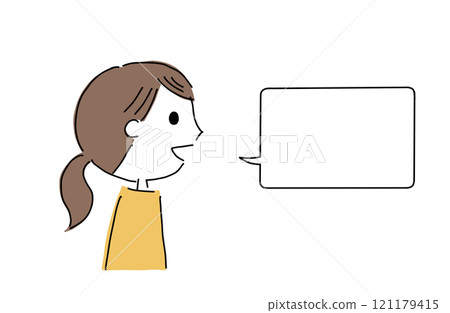 Smiling woman and speech bubble 121179415