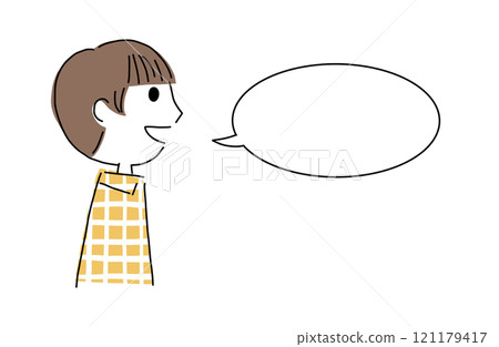 Smiling man and speech bubble 121179417