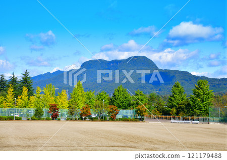 Numata City Sports Park overlooking Mt. Mitake, a sports park along the Tone River 121179488