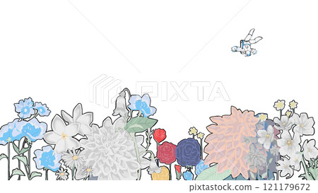 空間和花朵的圖像插圖 空間和花朵的圖像插圖 121179672