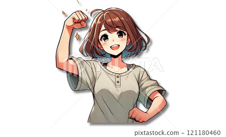 A woman posing with a smile and full of energy A woman smiling and full of motivation 121180460