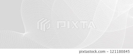Abstract grey wavy background. Silver flowing wave line pattern. Technology curved undulated stripe wallpaper. Tech background concept for poster, banner, cover, flyer, brochure. Vector illustration Abstract grey wavy background. Silver flowing wave line pattern. Technology curved undulated stripe wallpaper. Tech background concept for poster, banner, cover, flyer, brochure. Vector illustration 121180845