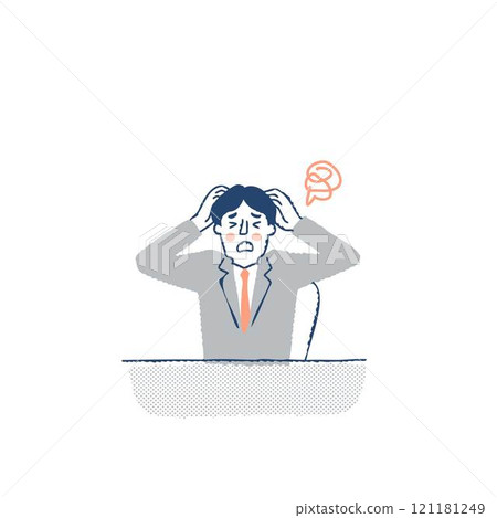 A male business person holding his head in trouble 121181249