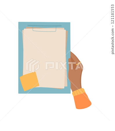 Hand holding flat paper note and envelope for correspondence or mail. cartoon graphic style document and card with creative design. Ideal for communication themes, invitations, greetings. Hand holding flat paper note and envelope for correspondence or mail. cartoon graphic style document and card with creative design. Ideal for communication themes, invitations, greetings. 121181553