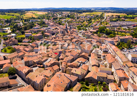 Panoramic view from above on city Craponne-sur-Arzon. France 121181616