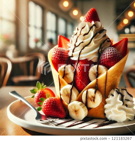 Banana Strawberry Crepe 121183267