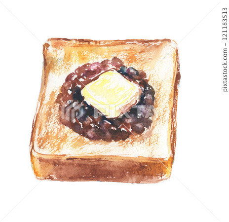 Watercolor illustration of anko butter toast 121183513