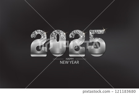 Happy New Year 2025 Silver Glitter has a Beautiful Bright And Shining Design And a Black Background Happy New Year 2025 Silver Glitter has a Beautiful Bright And Shining Design And a Black Background 121183680