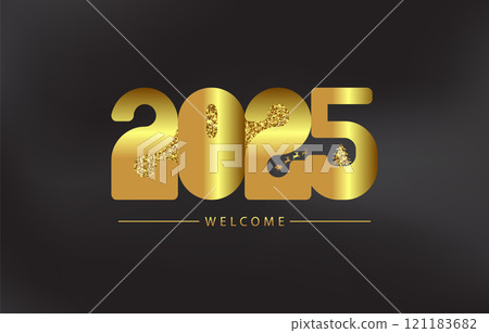 New Year 2025 Gold Glitter has a Beautiful Bright And Shining Design And a Black Background New Year 2025 Gold Glitter has a Beautiful Bright And Shining Design And a Black Background 121183682