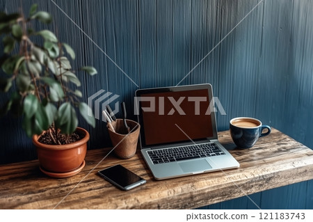 A Cozy Workspace Blending Modern Design with Generative Ai 121183743