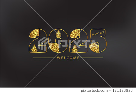 New Year 2025 Gold Glitter Beautiful Bright And Shining Design And Black Background New Year 2025 Gold Glitter Beautiful Bright And Shining Design And Black Background 121183883