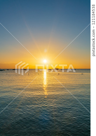 Sunrise over the sea. Panoramic seascape. Sunrise over the sea. Panoramic seascape. 121184538